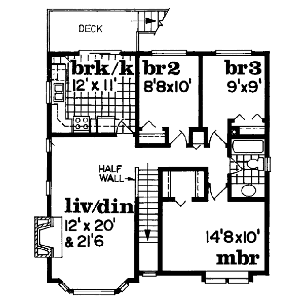 Traditional Floor Plan - Upper Floor Plan #47-135