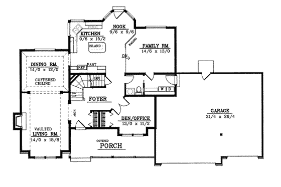 Floor Plan - Main Floor for Country House Plan #100-219 - 3 bed, 2.5 bath