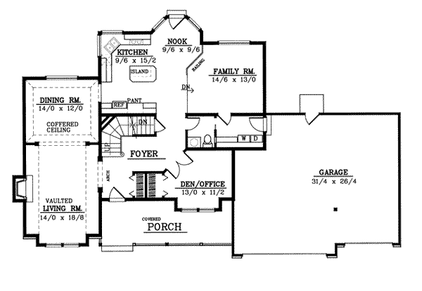 House Design - Country Floor Plan - Main Floor Plan #100-219