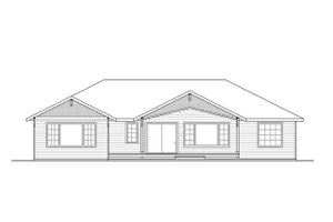 Exterior - Rear Elevation for Ranch House Plan #124-1265 - 3 bed, 2.5 bath