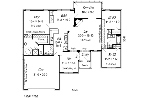 Floor Plan - Main Floor for Traditional House Plan #329-233 - 3 bed, 2 bath