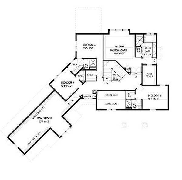Dream House Plan - Traditional Floor Plan - Upper Floor Plan #56-596