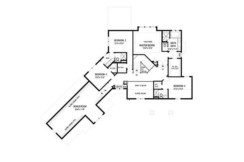 Architectural House Design - Floor Plan - Upper Floor for Traditional House Plan #56-596 - 5 bed, 4.5 bath