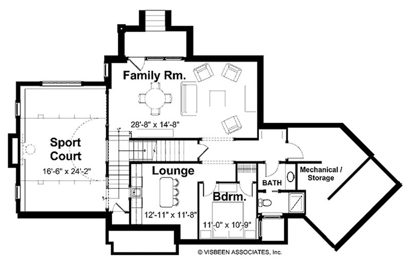 Dream House Plan - Floor Plan - Lower Floor for Farmhouse House Plan #928-423 - 3 bed, 2.5 bath