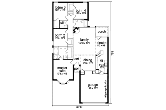 Floor Plan - Main Floor for Traditional House Plan #84-347 - 4 bed, 2 bath