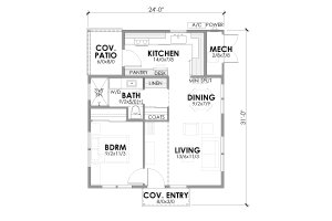 Floor Plan - Main Floor for Modern House Plan #1105-10 - 1 bed, 1 bath