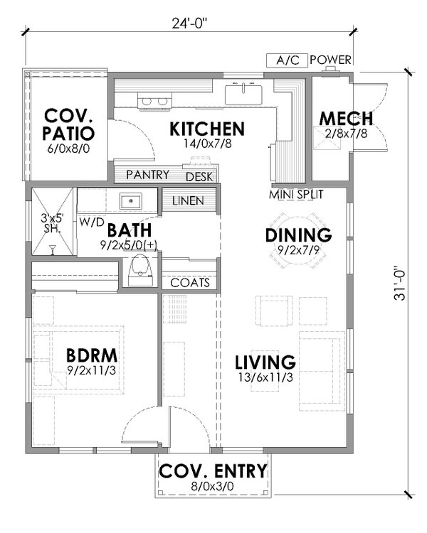 Modern Floor Plan - Main Floor Plan #1105-10