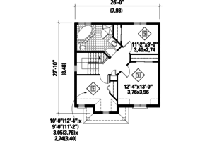 Floor Plan - Upper Floor for European House Plan #25-4711 - 3 bed, 1 bath