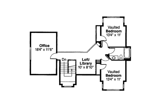 Floor Plan - Upper Floor for Mediterranean House Plan #124-337 - 3 bed, 2.5 bath