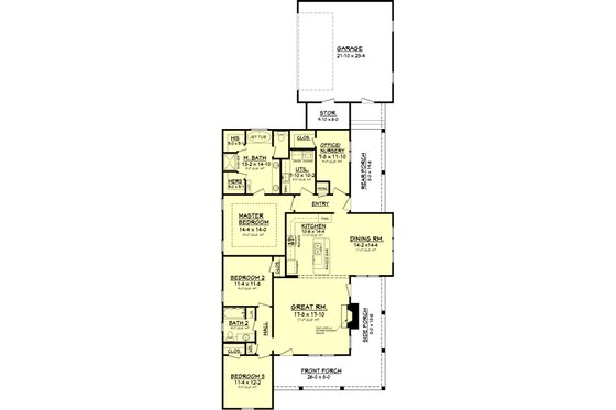 Floor Plan - Main Floor for Country House Plan #430-56 - 3 bed, 2 bath