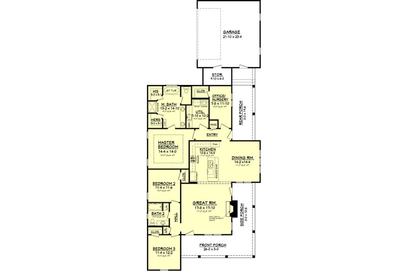 Architectural House Design - Floor Plan - Main Floor for Country House Plan #430-56 - 3 bed, 2 bath