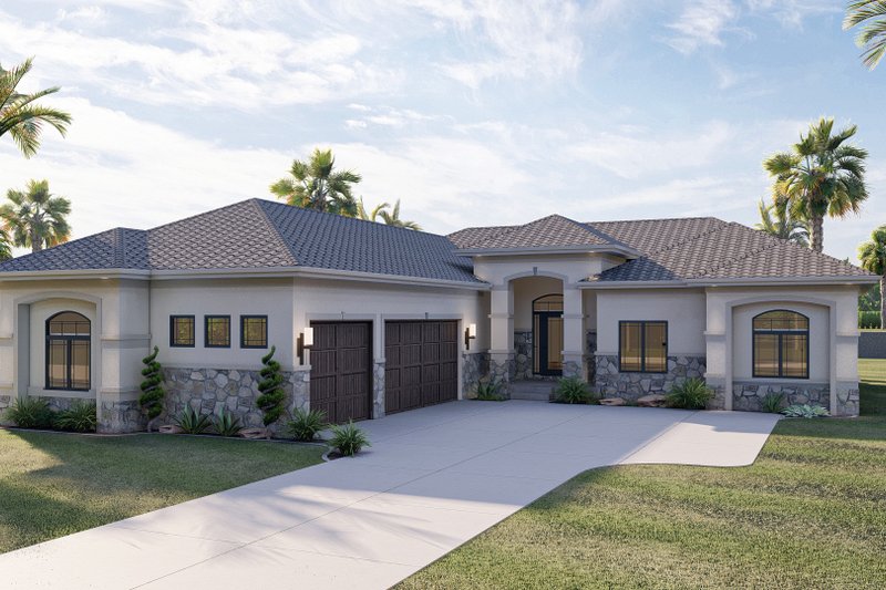 Dream House Plan - Mediterranean Exterior - Front Elevation Plan #455-114