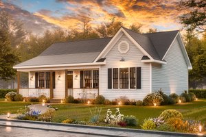 Exterior - Front Elevation 4 for Ranch House Plan #54-603 - 3 bed, 2 bath