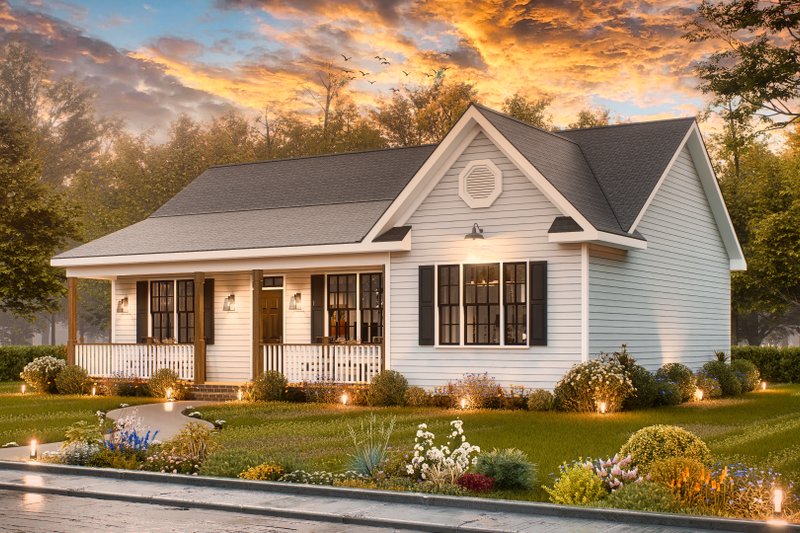 House Plan Design - Exterior - Front Elevation 4 for Ranch House Plan #54-603 - 3 bed, 2 bath