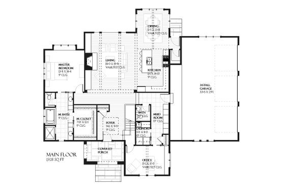 Floor Plan - Main Floor for European House Plan #901-93 - 4 bed, 3.5 bath