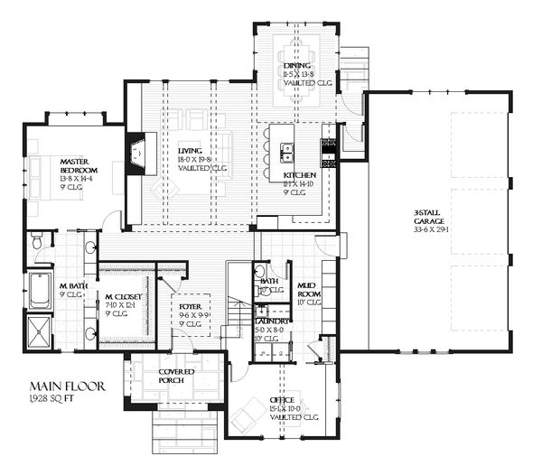 Architectural House Design - European Floor Plan - Main Floor Plan #901-93