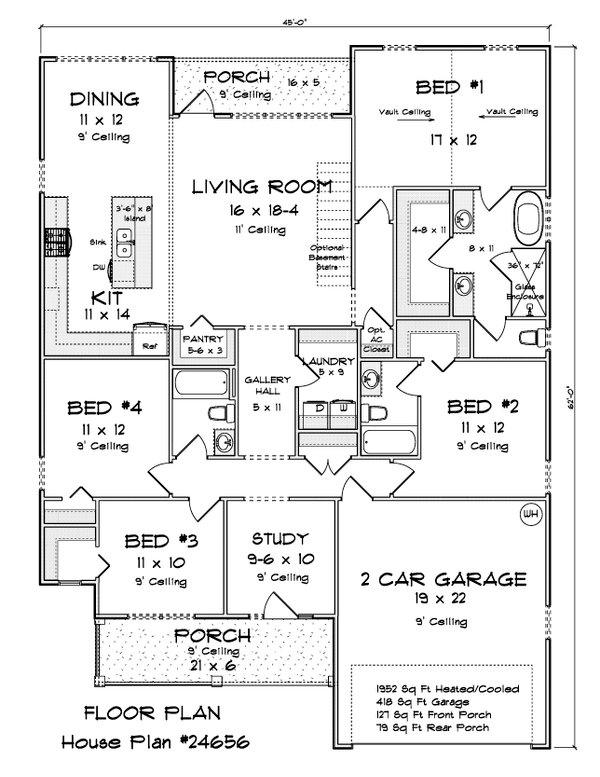 Home Plan - Floor Plan - Main Floor for Farmhouse House Plan #513-2449 - 4 bed, 3.5 bath