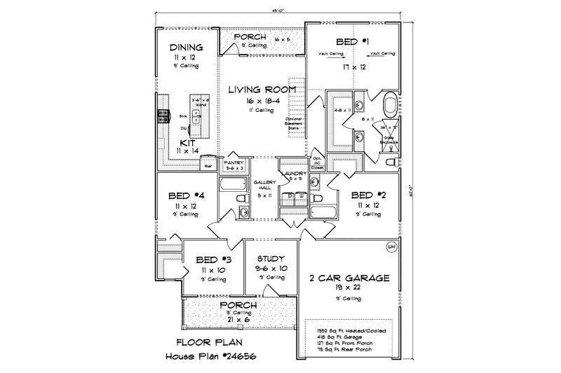House Blueprint - Floor Plan - Main Floor for Farmhouse House Plan #513-2449 - 4 bed, 3.5 bath