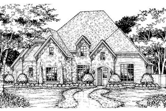 Exterior - Front Elevation for European House Plan #141-303 - 5 bed, 4.5 bath