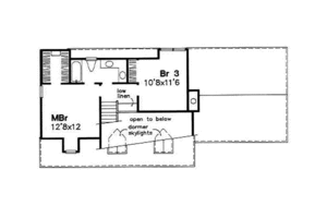 Floor Plan - Upper Floor for Colonial House Plan #50-141 - 3 bed, 2 bath