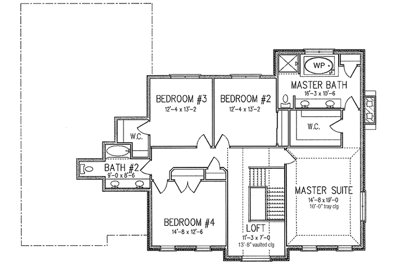 Dream House Plan - Floor Plan - Upper Floor for Country House Plan #994-22 - 4 bed, 3 bath