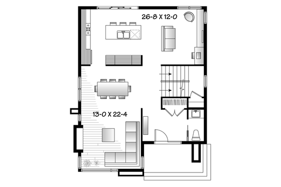 Floor Plan - Main Floor for Contemporary House Plan #23-2554 - 3 bed, 1.5 bath