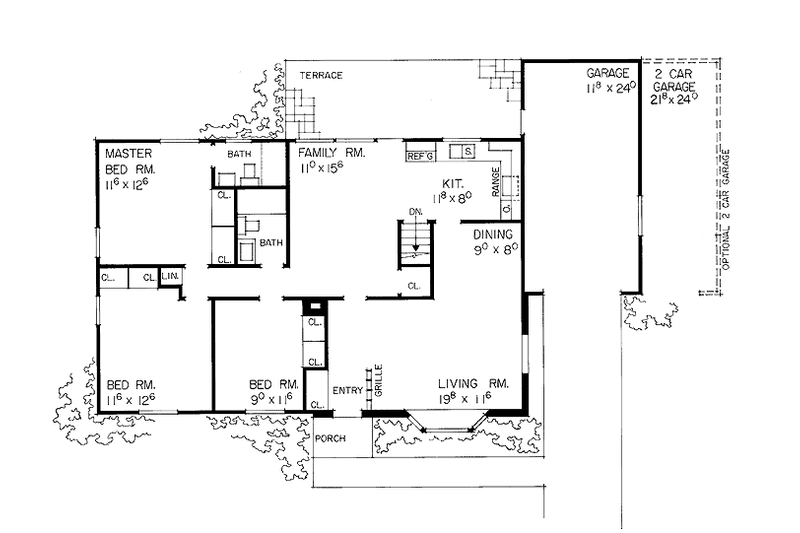 Home Plan - Floor Plan - Main Floor for Ranch House Plan #72-491 - 3 bed, 2 bath