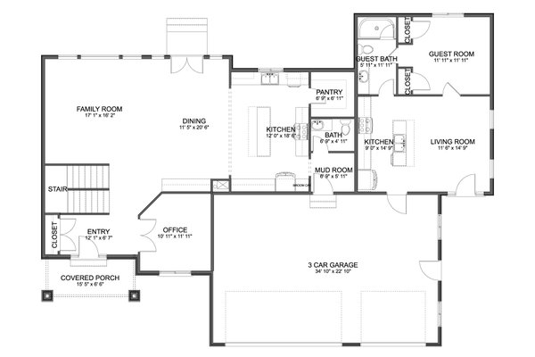 House Blueprint - Craftsman Floor Plan - Main Floor Plan #1060-394