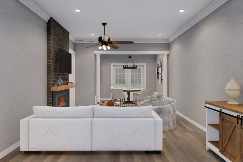 House Blueprint - Interior - Family Room for Traditional House Plan #17-623 - 2 bed, 2.5 bath