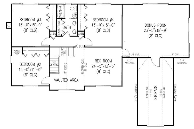 House Plan Design - Floor Plan - Upper Floor for Country House Plan #11-266 - 4 bed, 2.5 bath