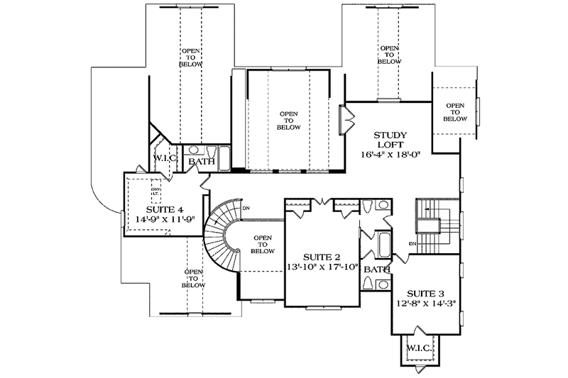 Home Plan - Floor Plan - Upper Floor for Craftsman House Plan #453-382 - 4 bed, 4.5 bath