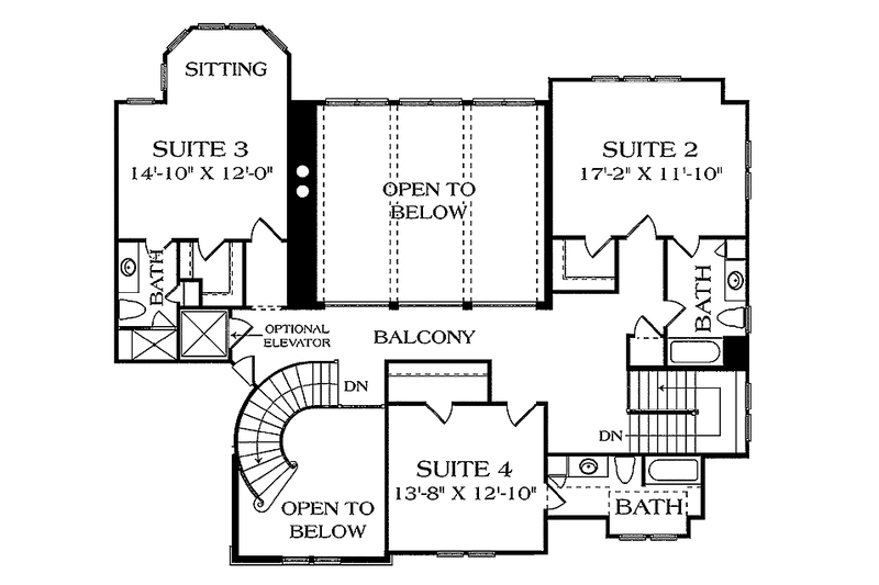 Architectural House Design - Floor Plan - Upper Floor for Craftsman House Plan #453-463 - 5 bed, 5 bath