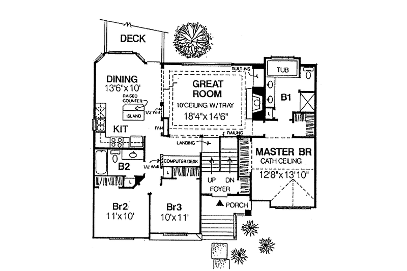 Dream House Plan - Floor Plan - Main Floor for Traditional House Plan #334-133 - 3 bed, 2 bath