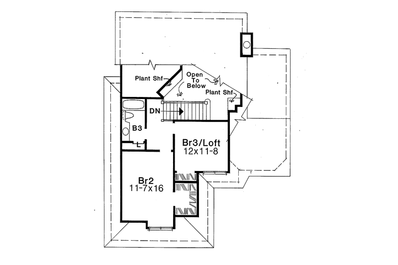 Home Plan - Floor Plan - Upper Floor for Contemporary House Plan #334-116 - 2 bed, 2.5 bath