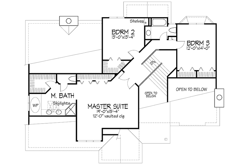Home Plan - Floor Plan - Upper Floor for Contemporary House Plan #320-1106 - 3 bed, 3 bath