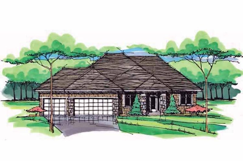 Home Plan - Exterior - Front Elevation 3 for European House Plan #51-976 - 1 bed, 1.5 bath
