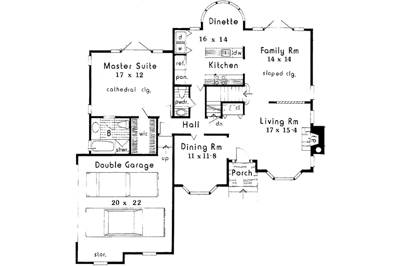Architectural House Design - Floor Plan - Main Floor for Colonial House Plan #3-231 - 4 bed, 2.5 bath