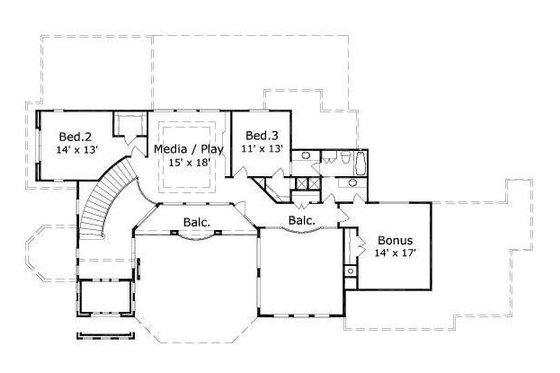Floor Plan - Upper Floor for European House Plan #411-219 - 3 bed, 2 bath