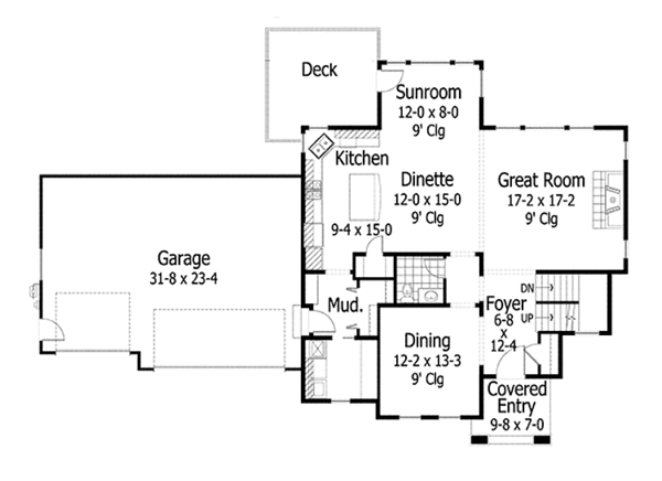 Architectural House Design - Craftsman Floor Plan - Main Floor Plan #51-1100