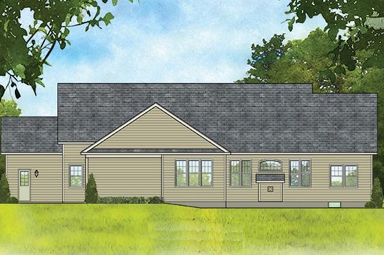 Exterior - Rear Elevation for Ranch House Plan #1010-193 - 3 bed, 2 bath