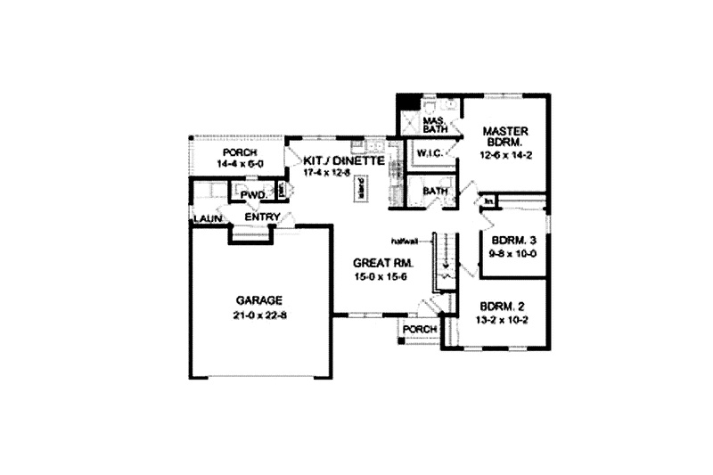 Home Plan - Floor Plan - Main Floor for Ranch House Plan #1010-2 - 3 bed, 2.5 bath