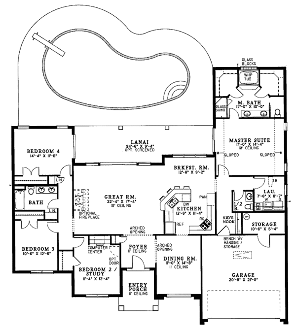 Home Plan - Mediterranean Floor Plan - Main Floor Plan #17-3227