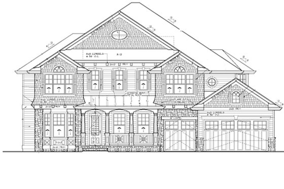 Exterior - Front Elevation 4 for Craftsman House Plan #132-513 - 5 bed, 5 bath