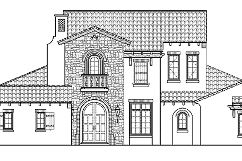 House Blueprint - Exterior - Front Elevation 3 for Mediterranean House Plan #1019-1 - 4 bed, 4 bath