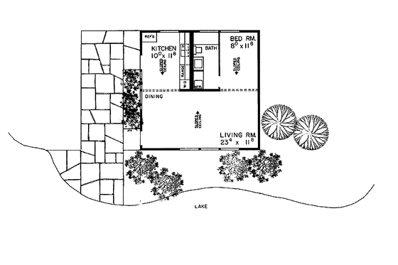 Floor Plan - Upper Floor for Ranch House Plan #72-525 - 3 bed, 1 bath