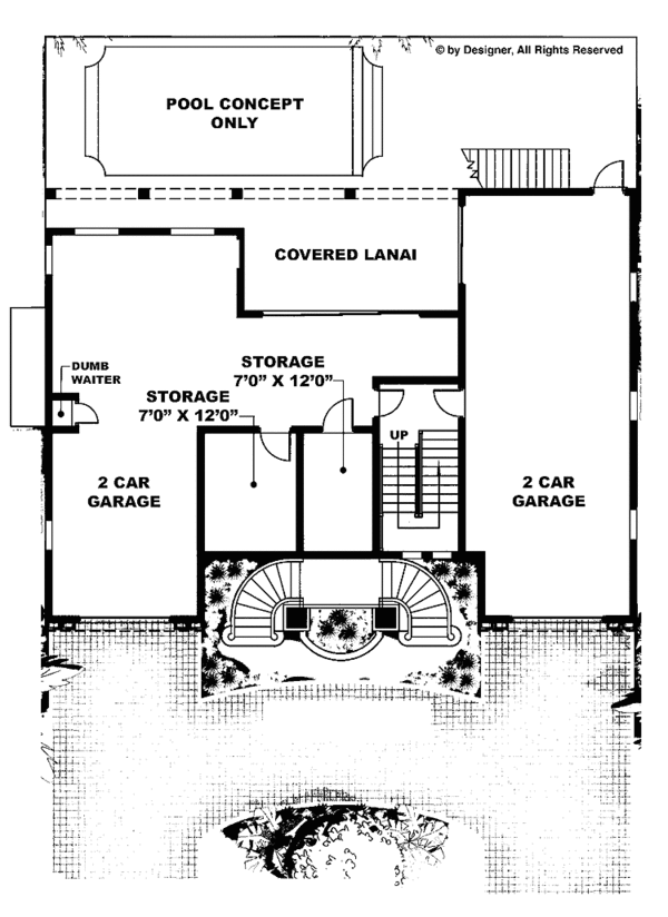 House Plan Design - Mediterranean Floor Plan - Lower Floor Plan #1017-79
