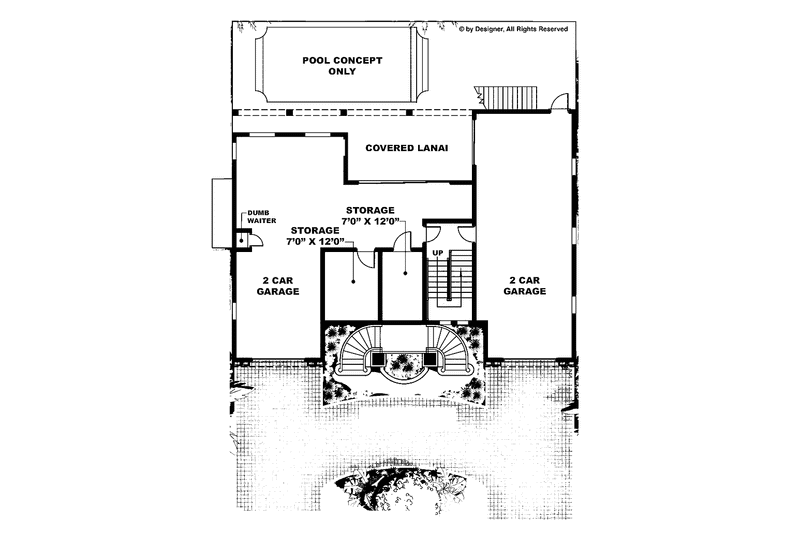 Home Plan - Floor Plan - Lower Floor for Mediterranean House Plan #1017-79 - 3 bed, 3 bath