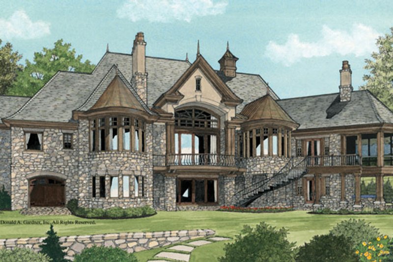 House Plan Design - Exterior - Rear Elevation for European House Plan #929-895 - 4 bed, 4 bath