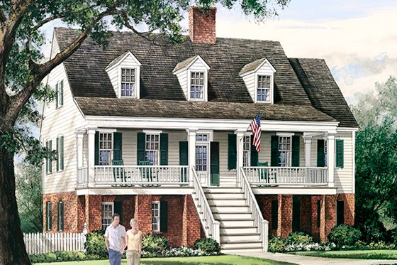 Exterior - Front Elevation for Colonial House Plan #137-373 - 3 bed, 2.5 bath