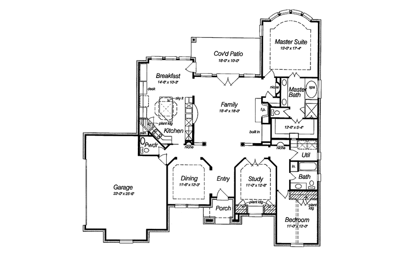 House Blueprint - Floor Plan - Main Floor for Country House Plan #946-10 - 2 bed, 2.5 bath